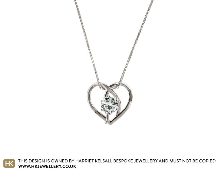 Sue's Heart Shaped White Gold and Diamond Wedding Pendant