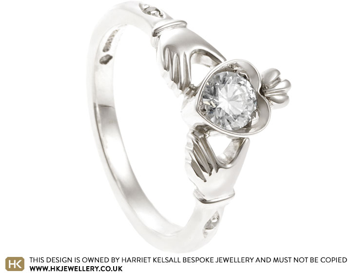 Hannah's Claddagh Style White Gold and Diamond Engagement Ring