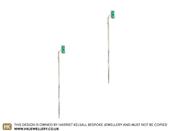 Fran's 9ct Yellow Gold Own Emerald Thread Through Earrings