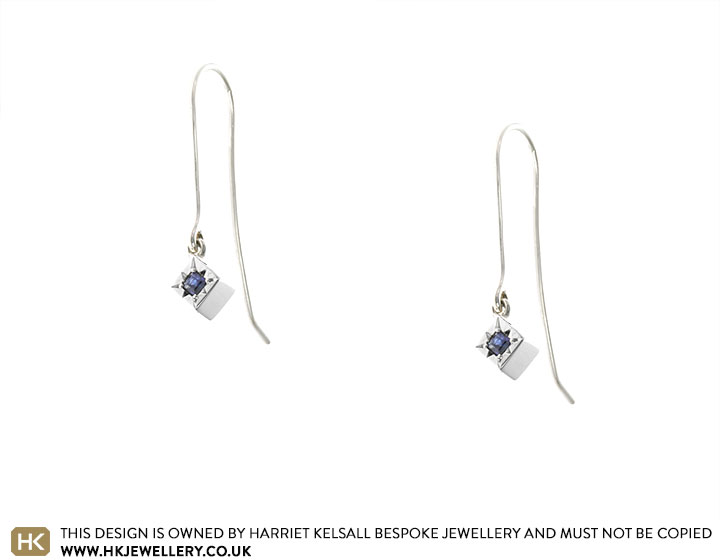 Contemporary Sterling Silver and Sapphire Polaris Star Earrings