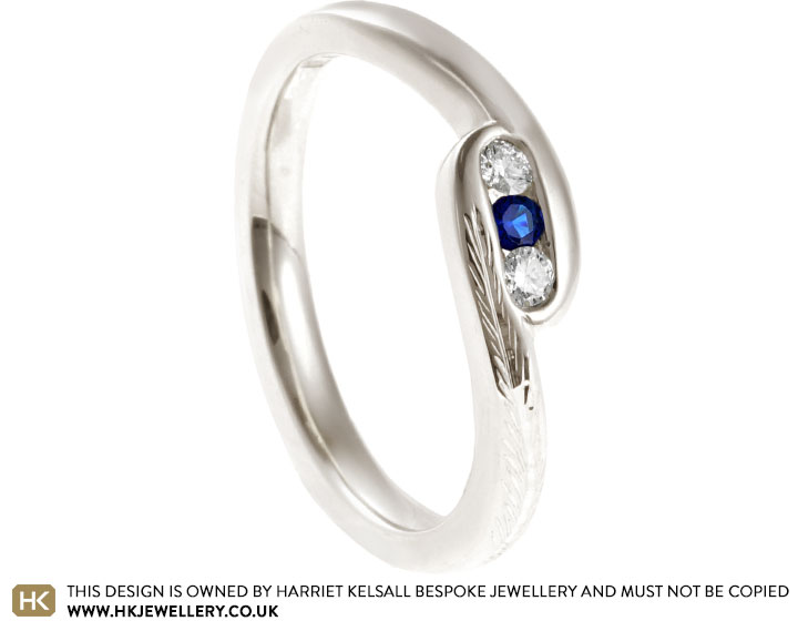 Georgina's Fairtrade 9ct White Gold, Synthetic Sapphire and Recycled Diamond Engagement Ring