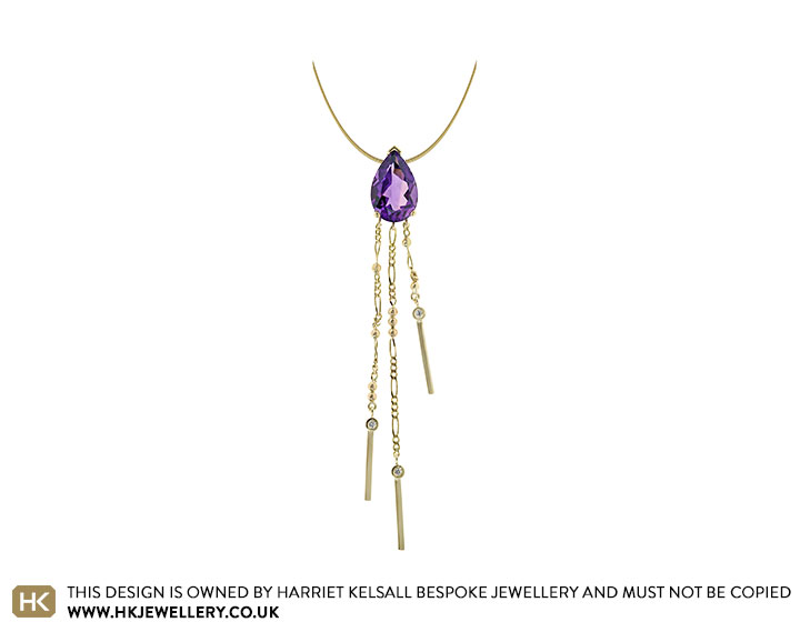 Christine's 9ct Yellow Gold, Amethyst and Diamond Necklace