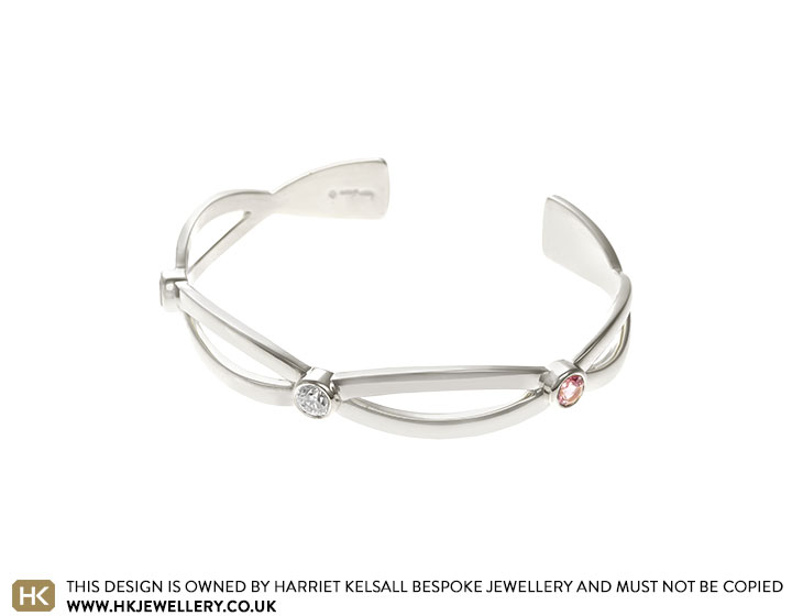 Karen's 9ct White Gold, Diamond and Tourmaline Bangle