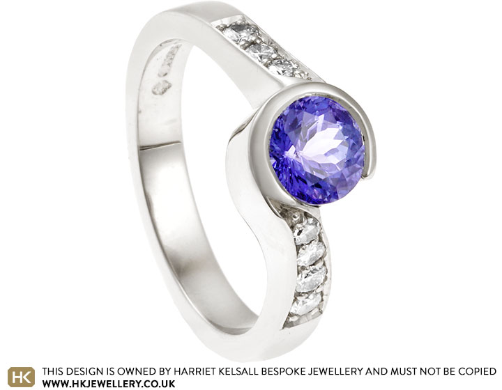 Sonia's Unique Bespoke 9ct White Gold Ring With Tanzanite And Diamonds