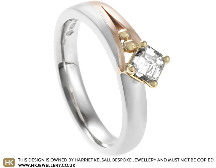 Samantha's Redesigned Platinum, Gold and Asscher Cut Diamond Engagement