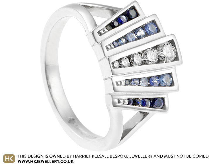 Vicky's platinum diamond and sapphire window inspired eternity ring