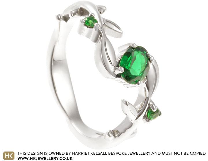 Lesley's Vine Inspired 9ct White Gold Tsavorite Ring