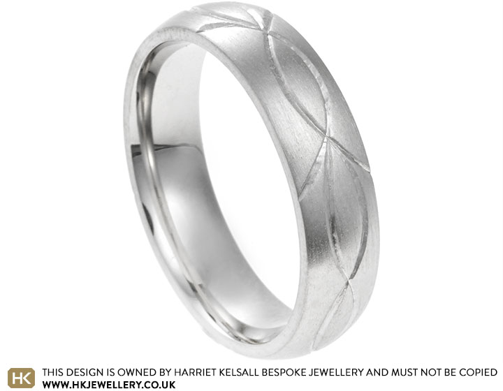 Gareth's Platinum Wedding Ring With Woven Engraving