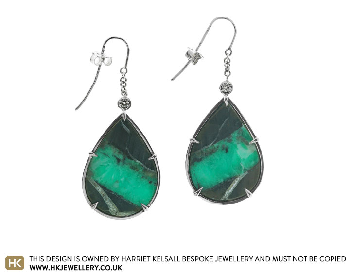 Steff's Sterling Silver Emerald Matrix Earrings