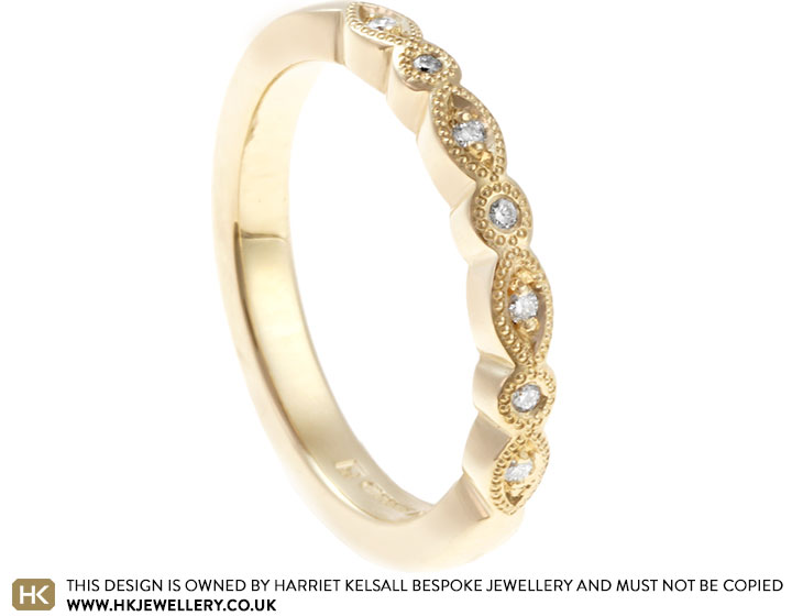 Marquise Shaped Fairtrade 9ct Yellow Gold and Diamond Eternity Ring