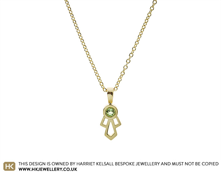 Heidi's Art Deco Inspired 18ct Yellow Gold Peridot Pendant