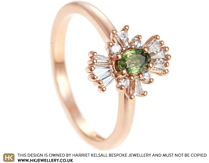 21897 rose gold green sapphire and ballerina cubic zircon enagement ring 2
