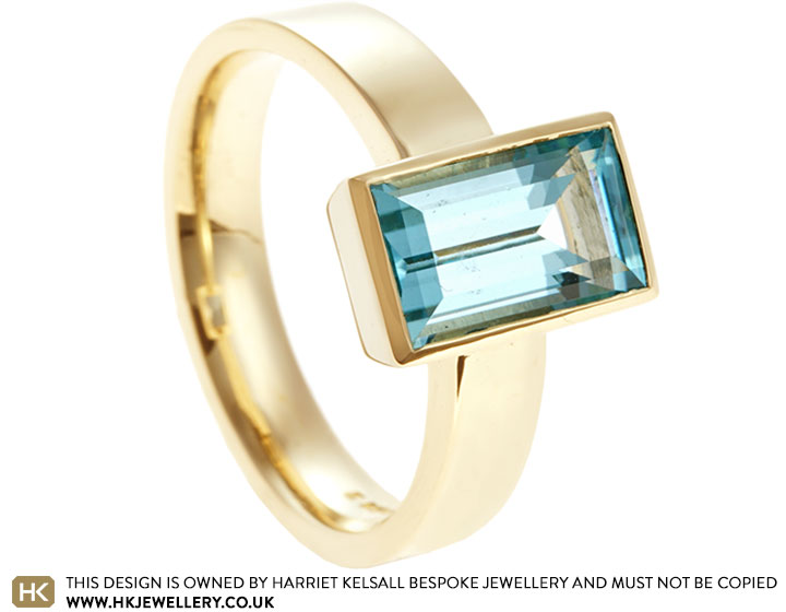 Sophia's Fairtrade Gold and 2.70ct Baguette Cut Sky Blue Topaz Ring