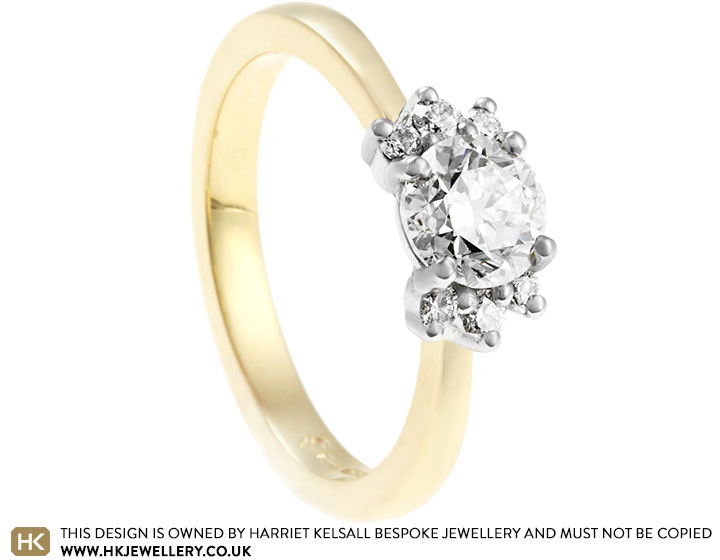 Platinum and 18ct Yellow Gold Engagement Ring with a Diamond Weight of 1.08ct