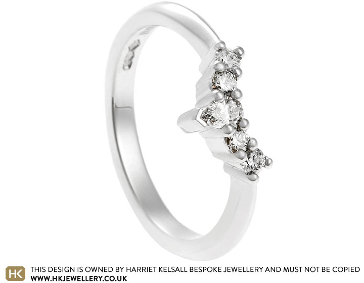 Lauren's Platinum Wishbone Diamond Wedding Ring