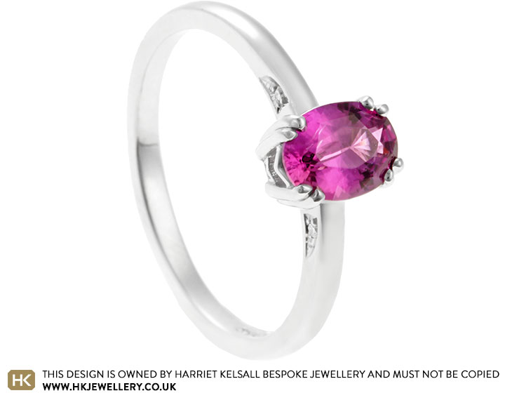 Susan's platinum oval 1.39ct pink sapphire ring