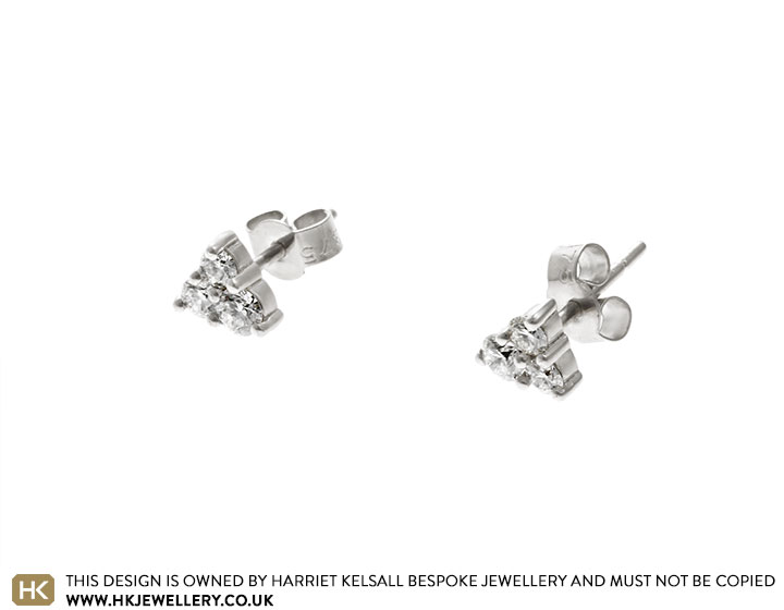 Jo's 9 Carat White Gold Mixed Size Diamond Earrings