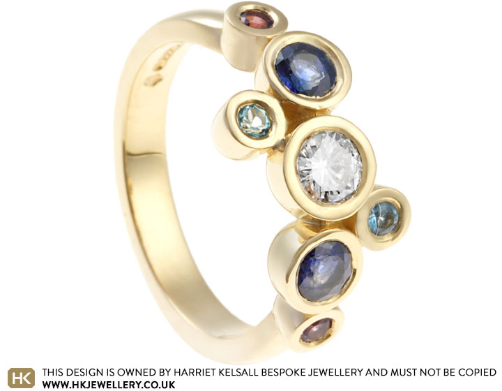 Lesley's Redesigned Yellow Gold, Diamond and Sapphire Dress Ring