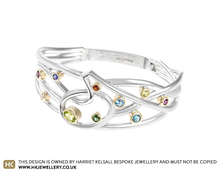 Anne's Sterling Silver and 9ct Yellow Gold 50th Anniversary Hinged Bangle