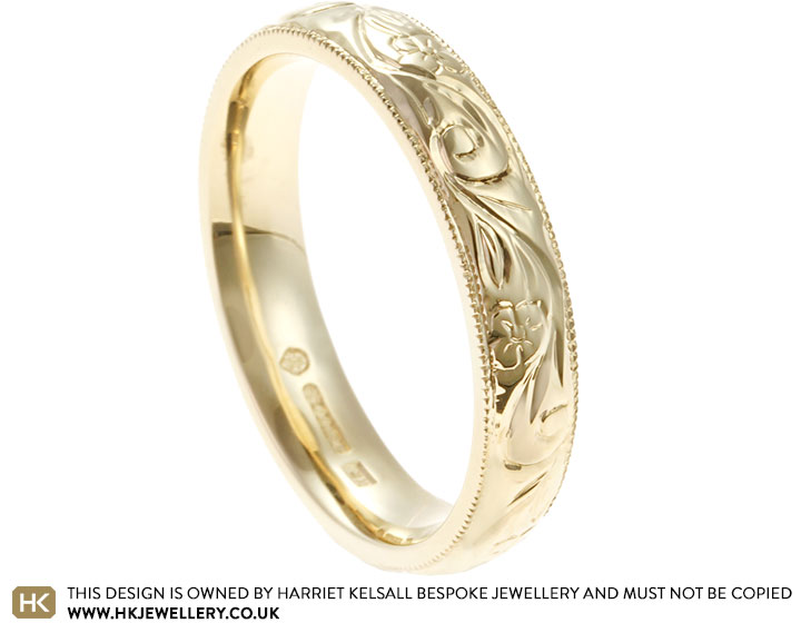 Tanya's 9ct Yellow Gold Floral Vine Engraved Wedding Ring