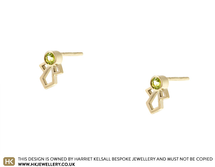 Heidi's 18ct Yellow Gold Peridot Art Deco Inspired Earrings