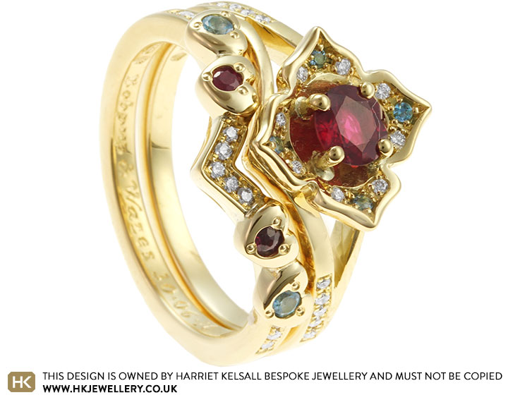 Yasmin's Rose Inspired 18ct Yellow Gold and Ruby Engagement Ring