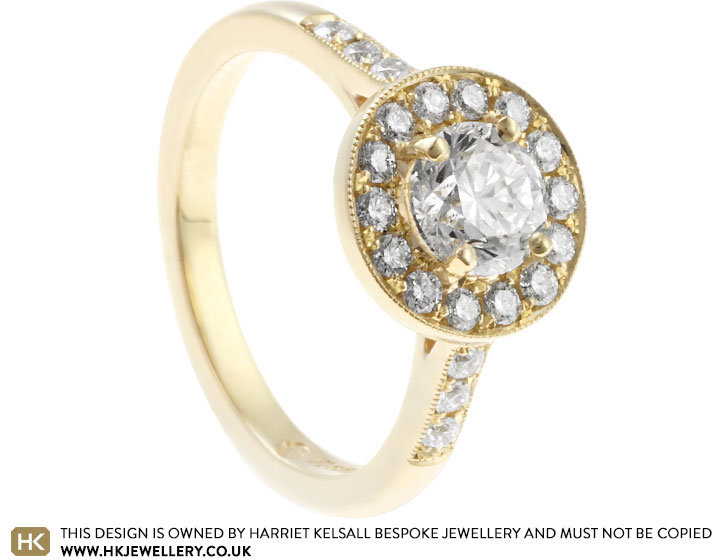 Natasha's Fairtrade 9ct Yellow Gold Halo Diamond Engagement Ring