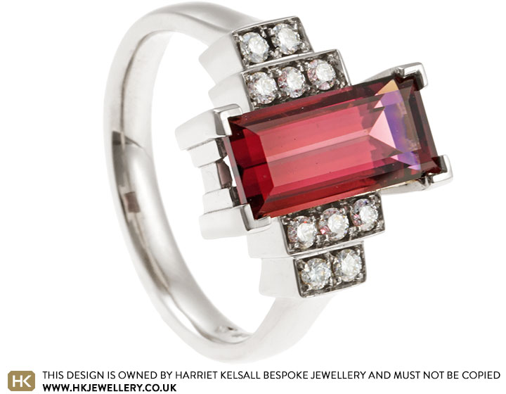 Nadia's Red Tourmaline and Diamond Engagement Ring