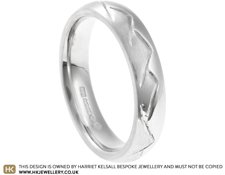 Dan's Mountain Range Engraved Platinum Wedding Band