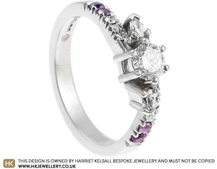 Ellen's Platinum and Diamond Engagement Ring with Gradient Purples