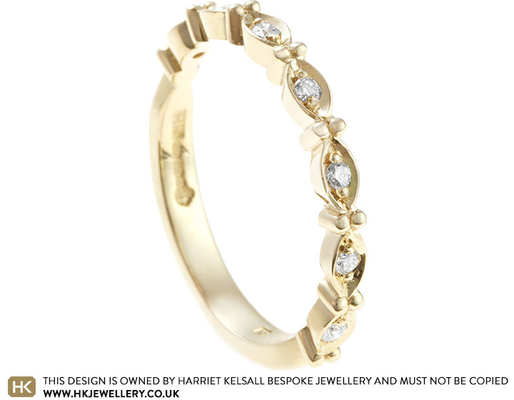 Fairtrade 9ct Yellow Gold Eternity Ring with Marquise Grain Set Diamonds