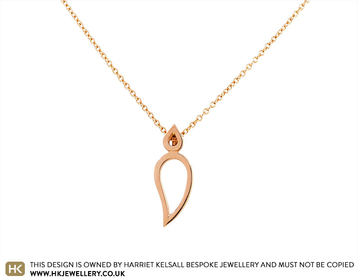 Recycled 9ct Rose Gold Single Paisley Drop Pendant