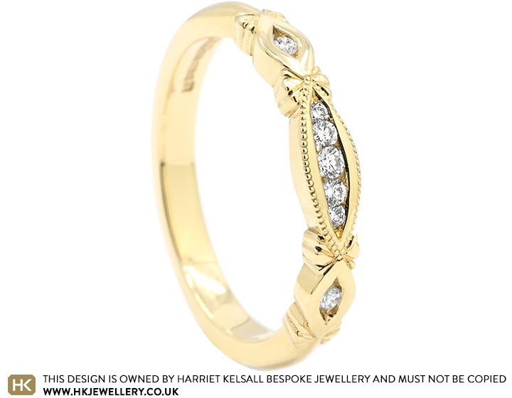 Antique Inspired Diamond and Yellow Gold Eternity Ring