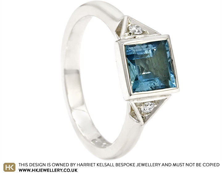 Sandra's 9ct White Gold Aquamarine and Diamond Ring