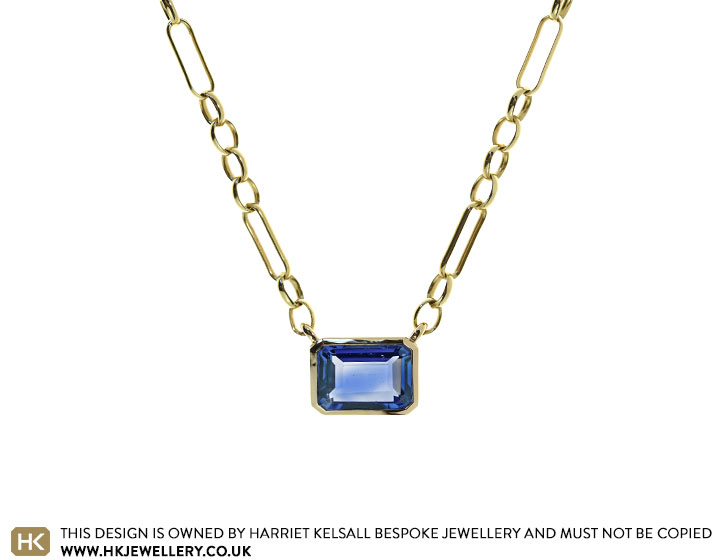 Sheila's 9ct Yellow Gold And Octagon Cut Sapphire Pendant