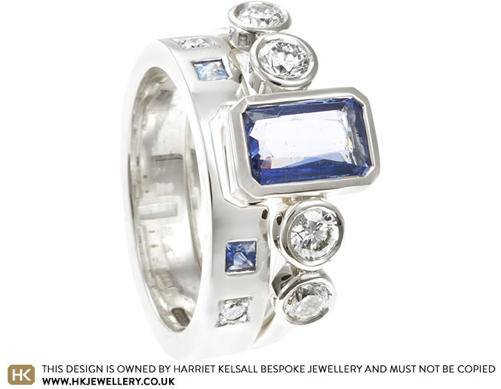 Ruth's White Gold Sapphire and Diamonds Engagement and Eternity Set