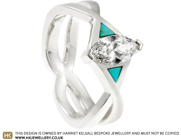 Nicole's Geometric Turquoise and Laboratory Grown Diamond Engagement Ring