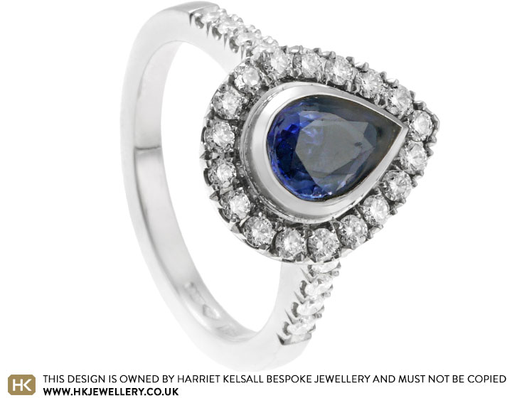 Nour's Sapphire, Diamond and Concealed Mount Everest Water Engagement ring