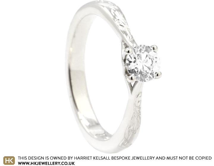 Rococo Inspired Fairtrade 9ct White Gold And Diamond Engagement Ring