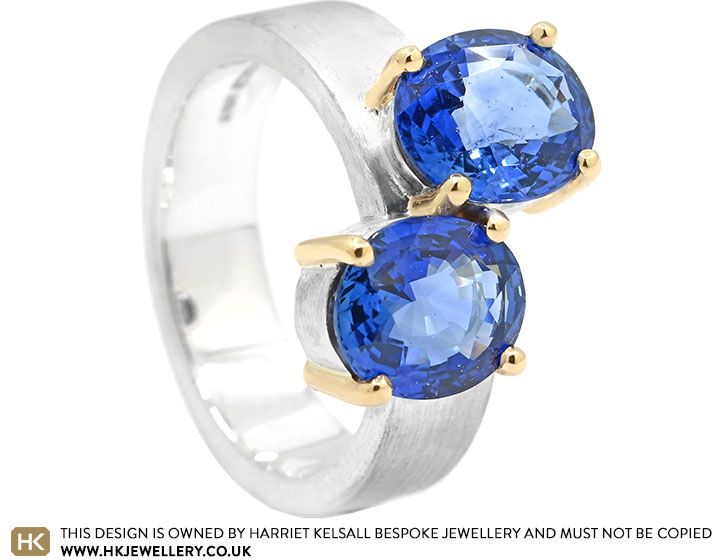 Helen's own sapphire silver and yellow gold dress ring