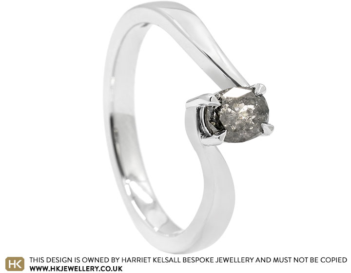 Poppi's Salt and Pepper Diamond Wave Engagement Ring