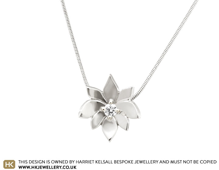 Tatyana's Lotus Inspired Pendant with Laboratory Grown Diamond