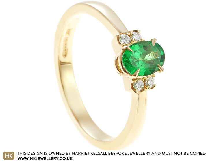 Nadine's Engagement Ring With Green Tsavorite