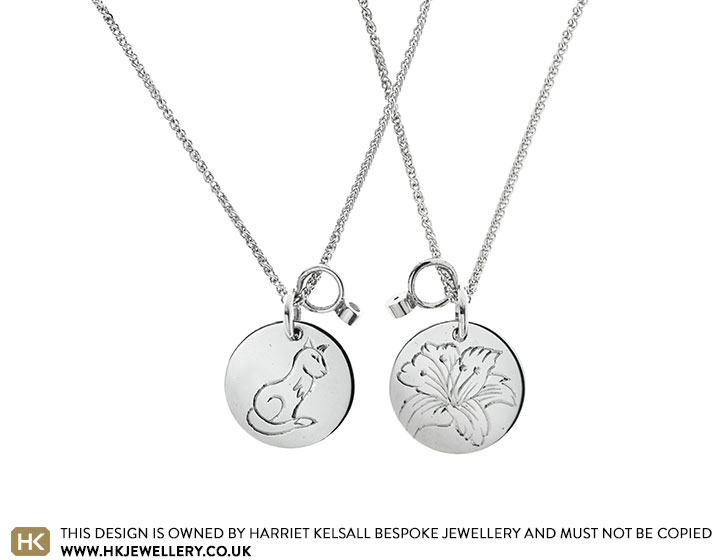 Holly's Platinum Cat and Lilly Inspired Pendant Set