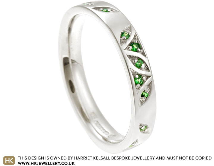 Julian's 9ct White Gold and Tsavorite Falling Leaf Inspired Engagement Ring