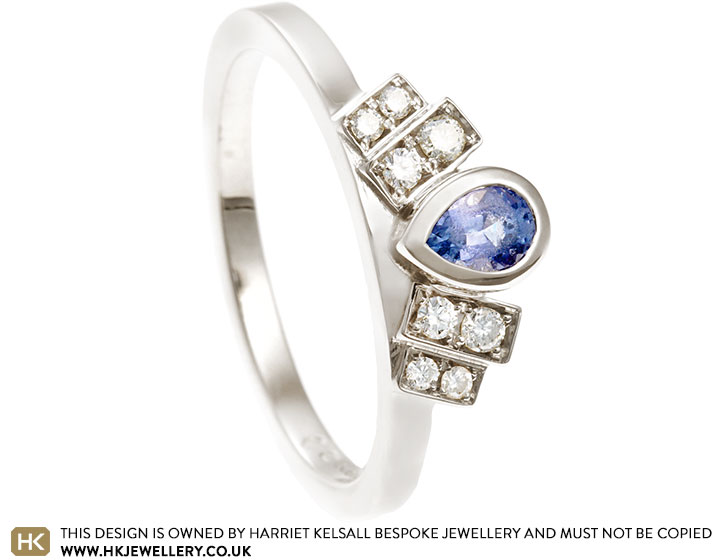 Rebecca's Art Deco Inspired White Gold Sapphire and Diamond Ring