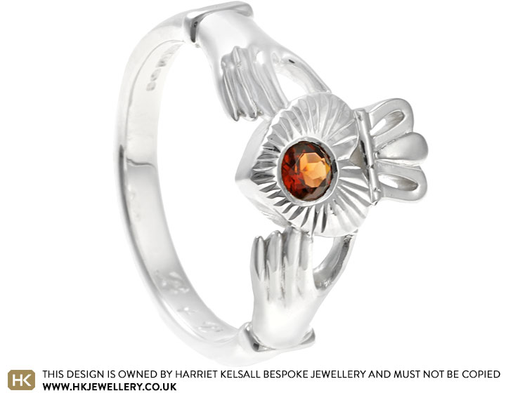 Barry's Sterling Silver Garnet Claddagh Ring