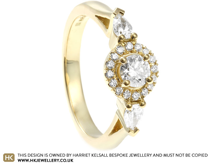 Natasha's Diamond Halo Trilogy Fairtrade 18ct Yellow Gold Engagement Ring