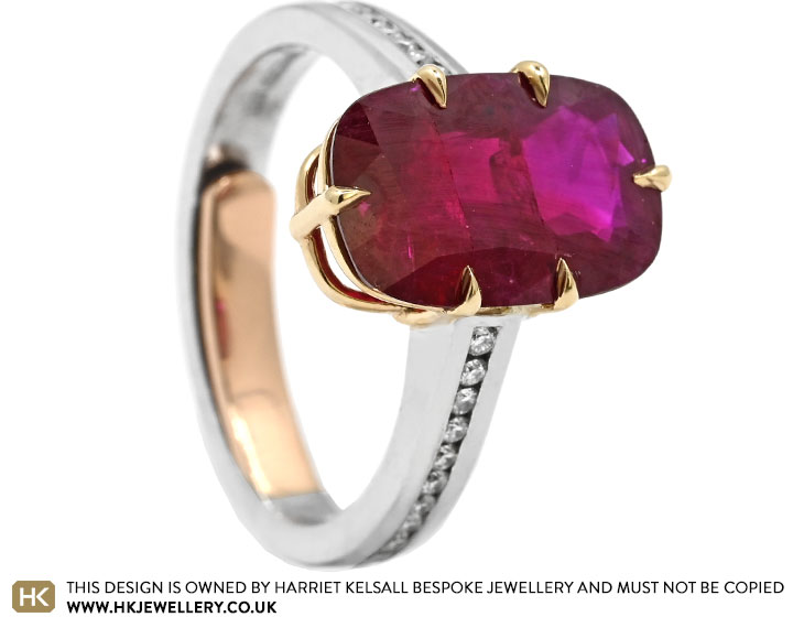 Helen's Platinum and Yellow Gold Ruby and Diamond Redesign Ring