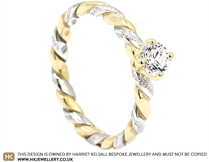 Carolyn's Fairtrade 9ct Yellow and White Gold Diamond Twisted Ring